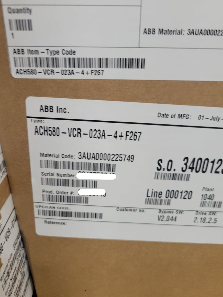 Abb Ach580-Vcr-023A-4 + F267 Adjustable Frequency Ac Drive