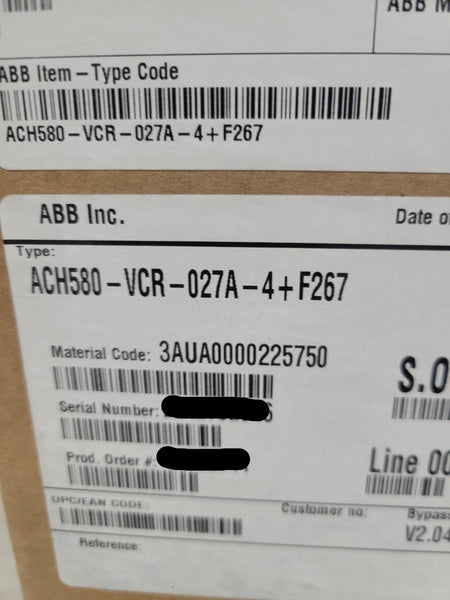 Abb Ach580-Vcr-027A-4 + F267