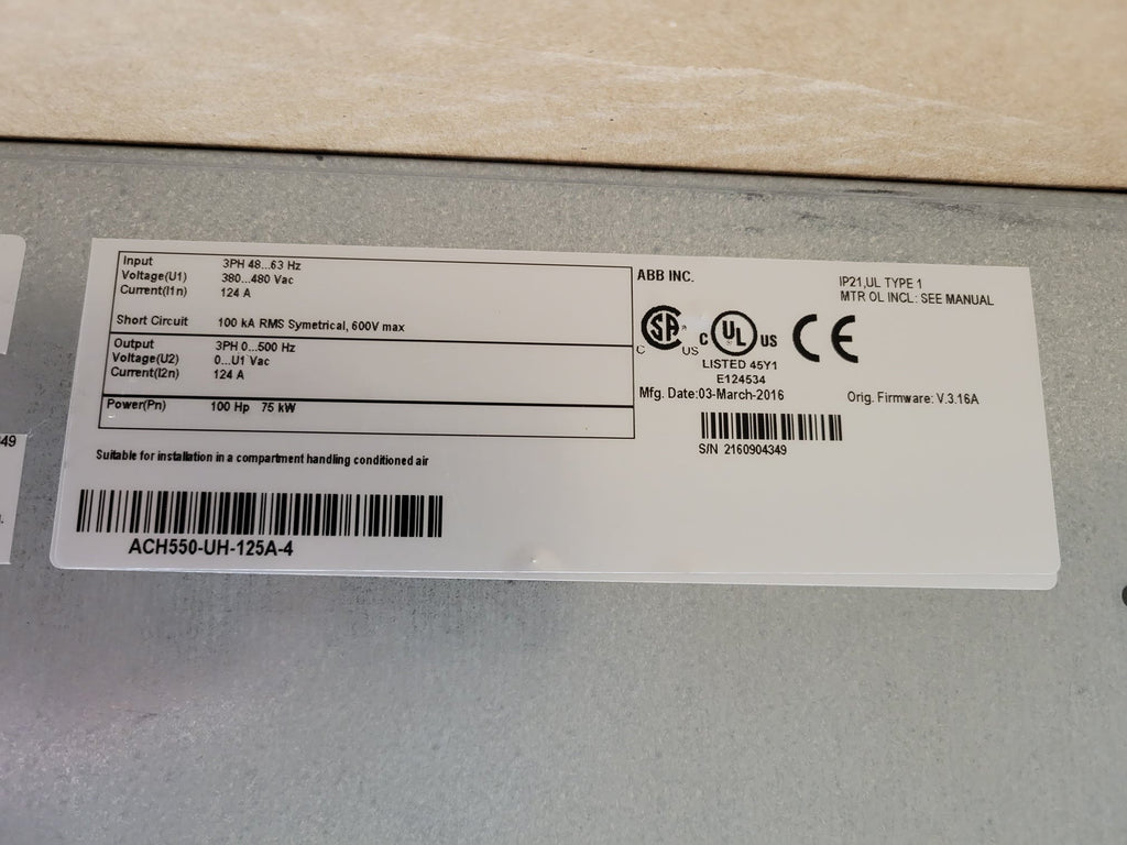ABB ACH550-UH-125A-4 IAC Certified Refurbished