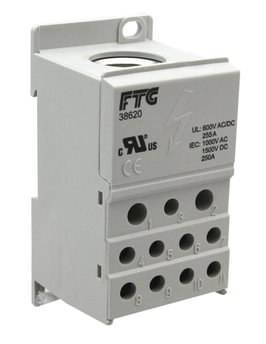 Altech 38620 Bloc de distribution 1 pôle, aluminium, 255A, Entrée: - Lot de 4