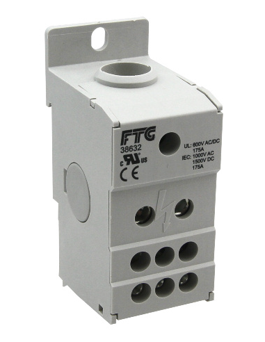 Altech 38632 Bloc de distribution Alum. 1 pôle, 175A - Lot de 4