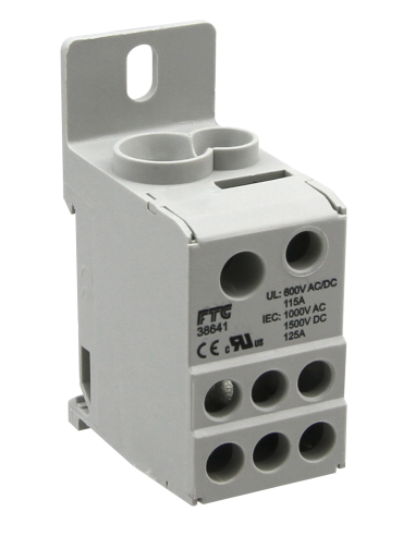 Altech 38641 Bloc de distribution 1 pôle, aluminium, 115 A - Lot de 20