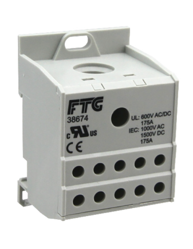 Altech 38674 Bloc de distribution Alum. 1 pôle, 175A - Paquet de 9