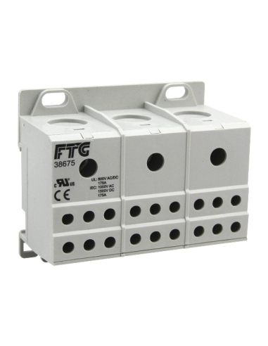 Altech 38675 bloc de distribution en alu 3 pôles, 115A - Lot de 4