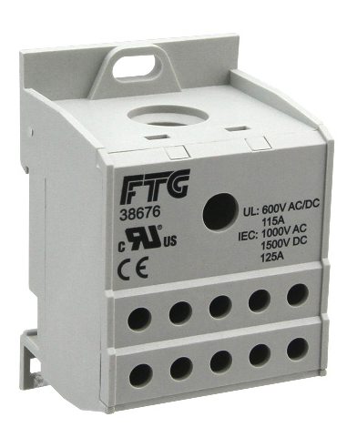 Altech 38676 Bloc de distribution en aluminium 1 pôle, 115 A - Lot de 9