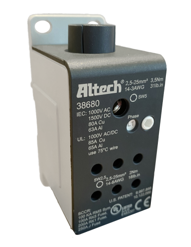 Altech 38680 Bornier de distribution en alu, 1 pôle, 85A, UL - Lot de 20