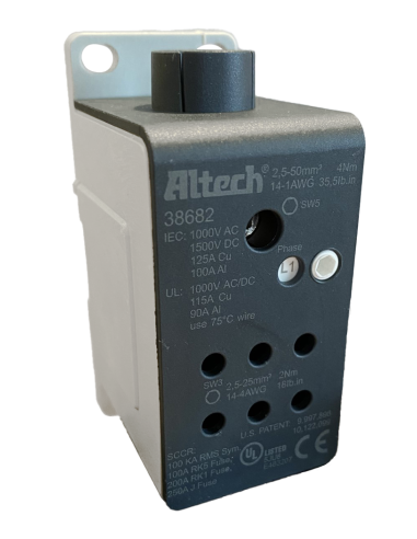Altech 38682 Bloc de distribution 1 pôle, aluminium, 115A, UL - Paquet de 9