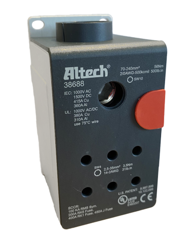 Altech 38688 Bloc de distribution, 1 pôle, aluminium, 380 A, UL - Lot de 4
