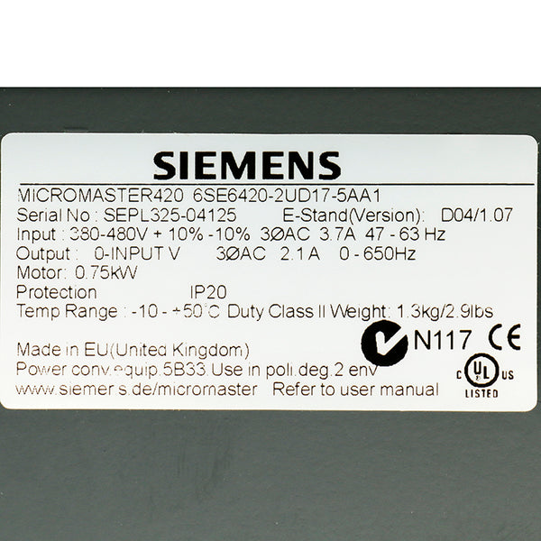 Siemens 6SE6420-2UD17-5AA1