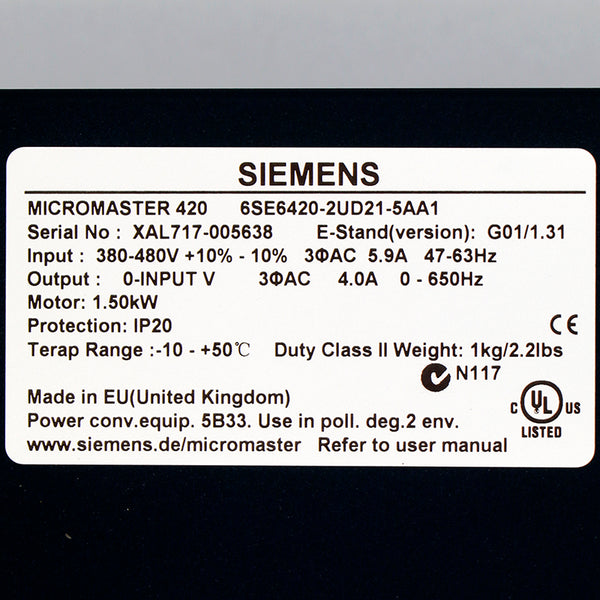 Siemens 6SE6420-2UD21-5AA1