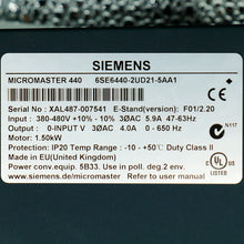 Load image into Gallery viewer, Siemens 6SE6440-2UD21-5AA1
