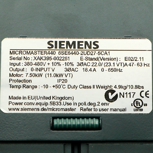 Siemens 6SE6440-2UD27-5CA1