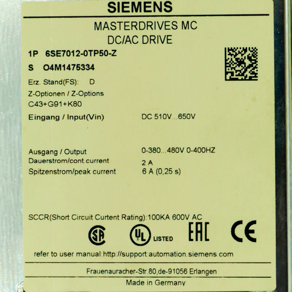 Siemens 6SE7012-0TP50-Z