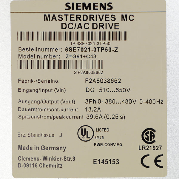 Siemens 6SE7021-3TP50-Z