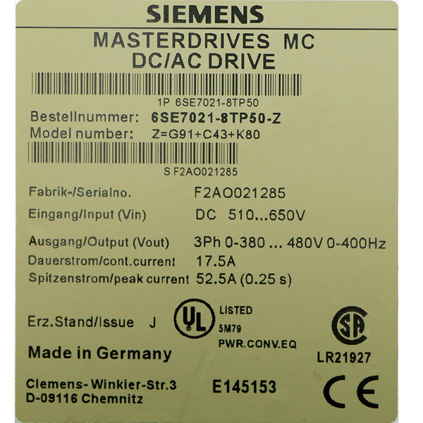 Siemens 6SE7021-8TP50-Z