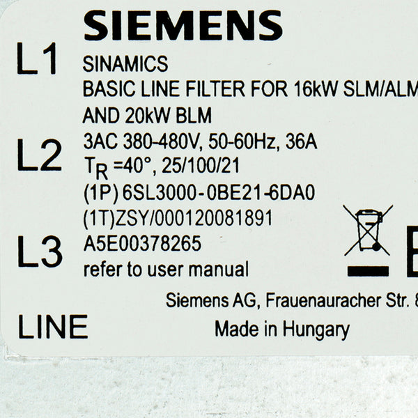Siemens 6SL3000-0BE21-6DA0