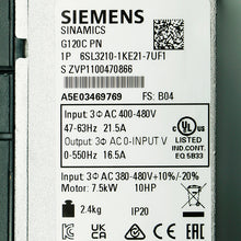 Load image into Gallery viewer, Siemens 6SL3210-1KE21-7UF1
