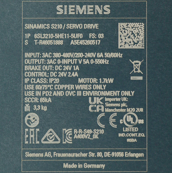 Siemens 6SL3210-5HE11-5UF0