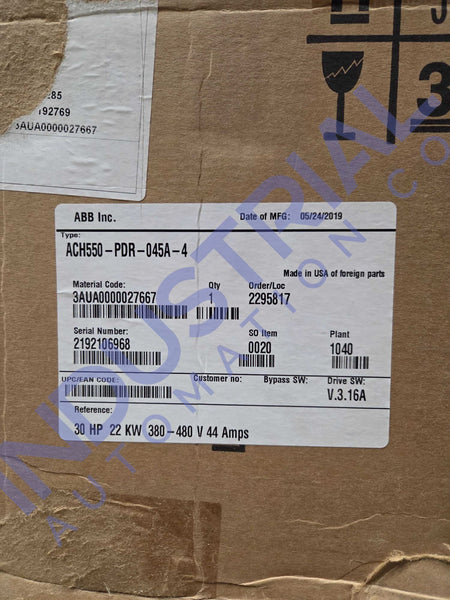 ABB ACH550-PDR-045A-4 IAC Certified Refurbished