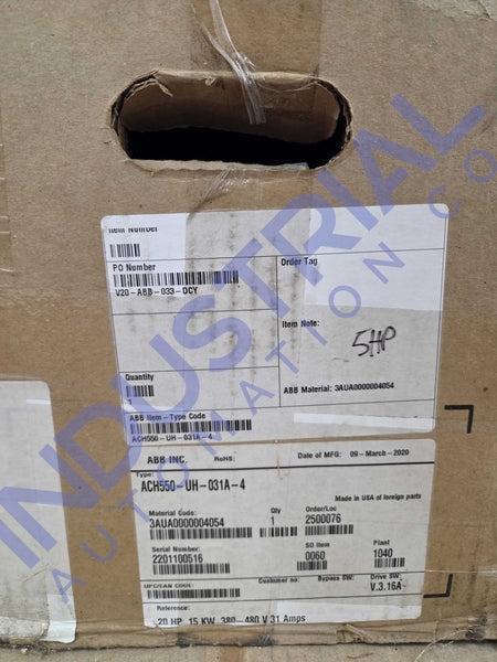 ABB ACH550-UH-031A-4 - New Surplus - Adjustable Frequency AC Drive