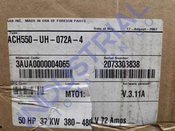 ABB ACH550-UH-072A-4 - New Surplus - Adjustable Frequency AC Drive