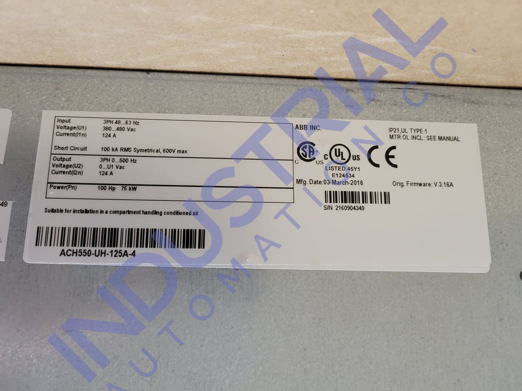 ABB ACH550-UH-125A-4 IAC Certified Refurbished