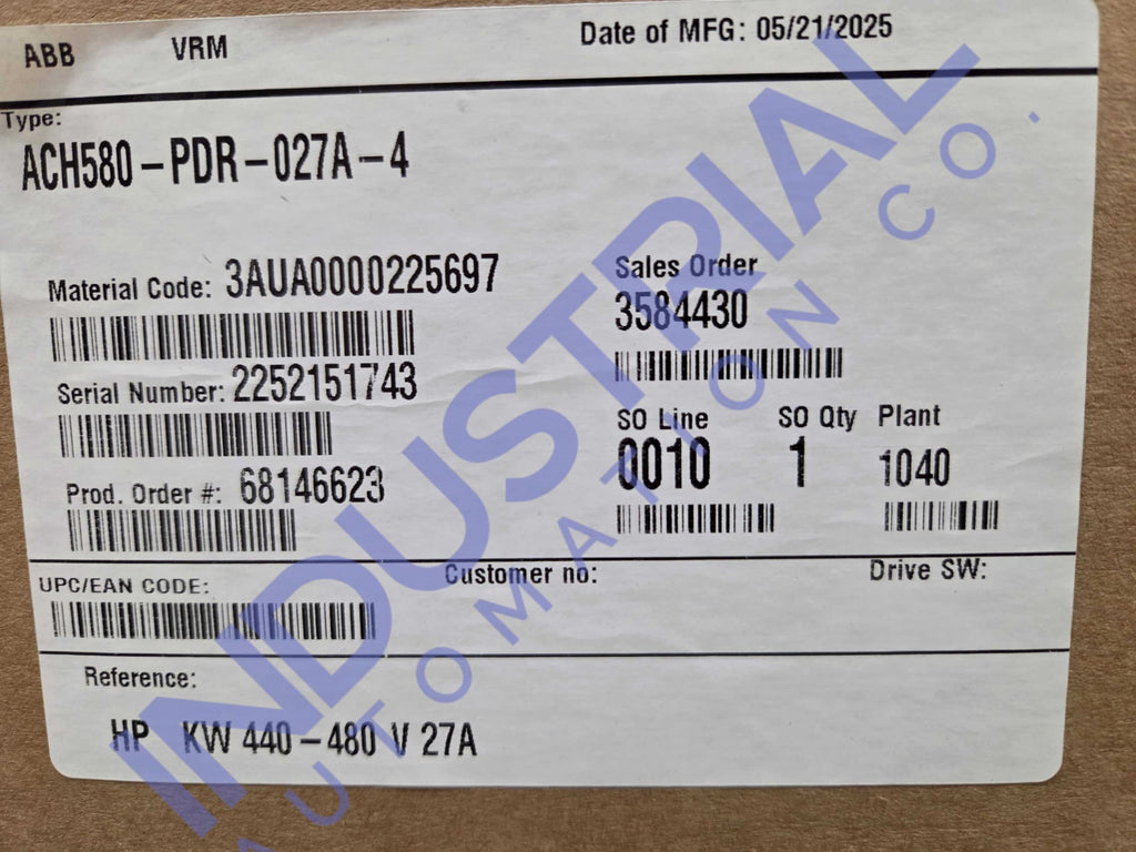 ABB ACH580 PDR 027A 4 New