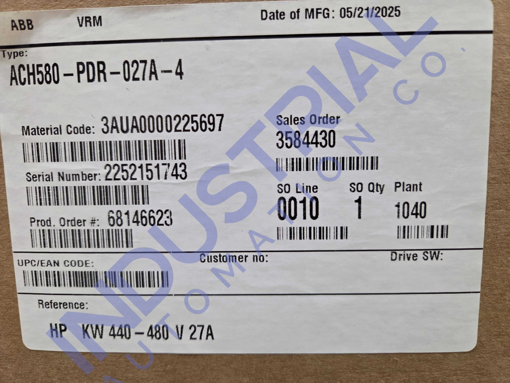 ABB ACH580 PDR 027A 4 New
