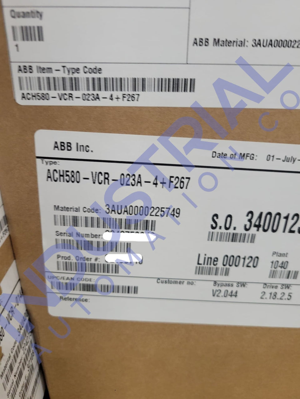 Abb Ach580-Vcr-023A-4 + F267 Adjustable Frequency Ac Drive