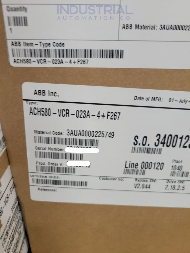 Abb Ach580-Vcr-023A-4 + F267 Adjustable Frequency Ac Drive