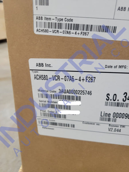 Abb Ach580-Vcr-07A6-4 + F267 Adjustable Frequency Ac Drive