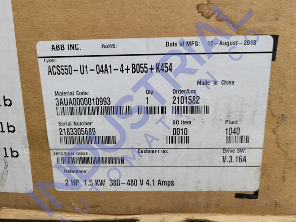 ABB ACS550-U1-04A1-4 + B055-K454 New