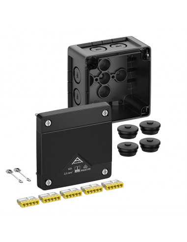 Altech 402-020-01 Abox Pro 025 noir avec 5x 5 pôles - Lot de 6