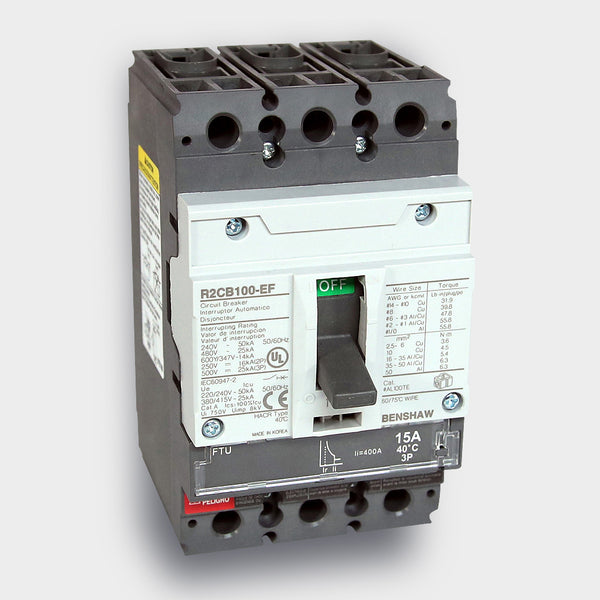 Circuit Breaker 15 A - 100 Frame 3P 600 VAC, N-Normal Fault, FTU Trip Unit, 35 KAIC Interrupt at 480 VAC