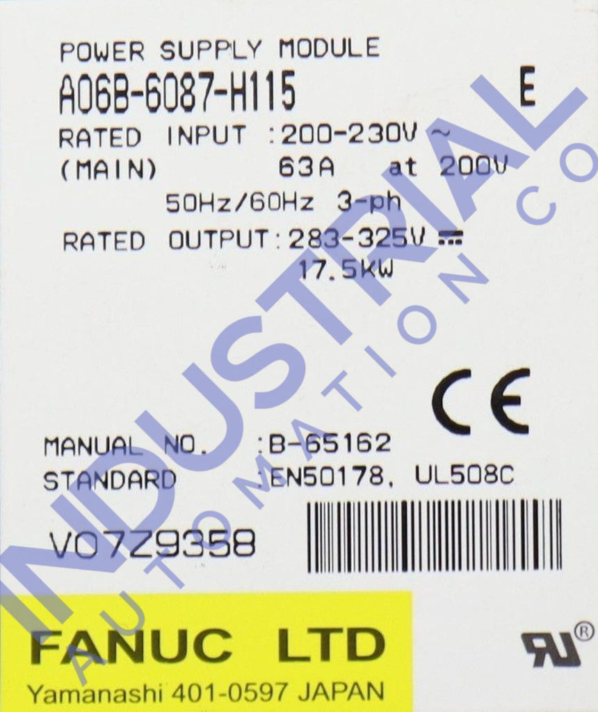 FANUC A06B-6087-H115 電源ユニット　動作保証 FANUC A06B-6087-H115 電源ユニット 動作保証 REPAIR SERVICE FANUC