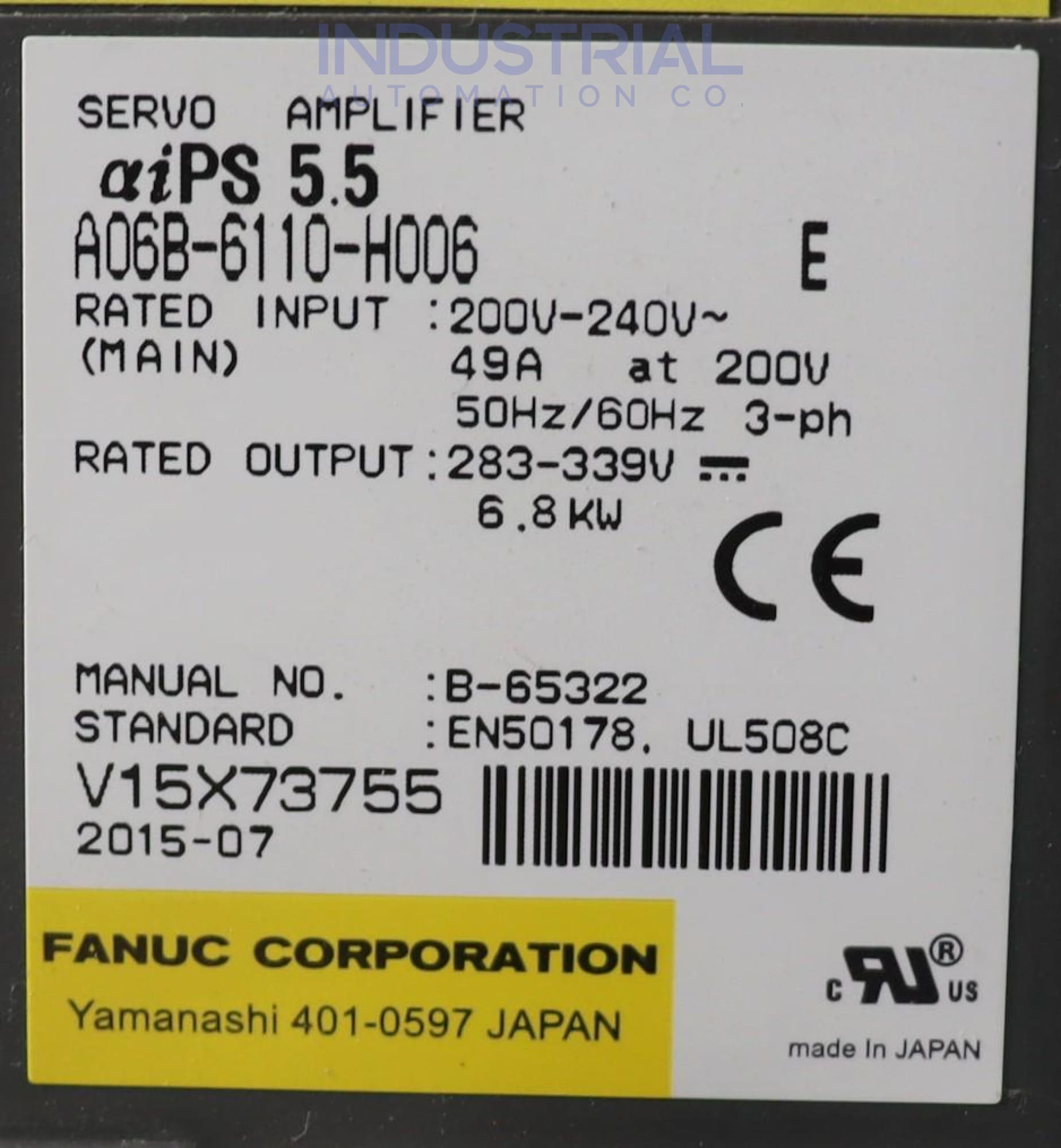 SYUページ FANUC A06B-6117-H207 7th Axis Servo Amplifier aiSV 40/40