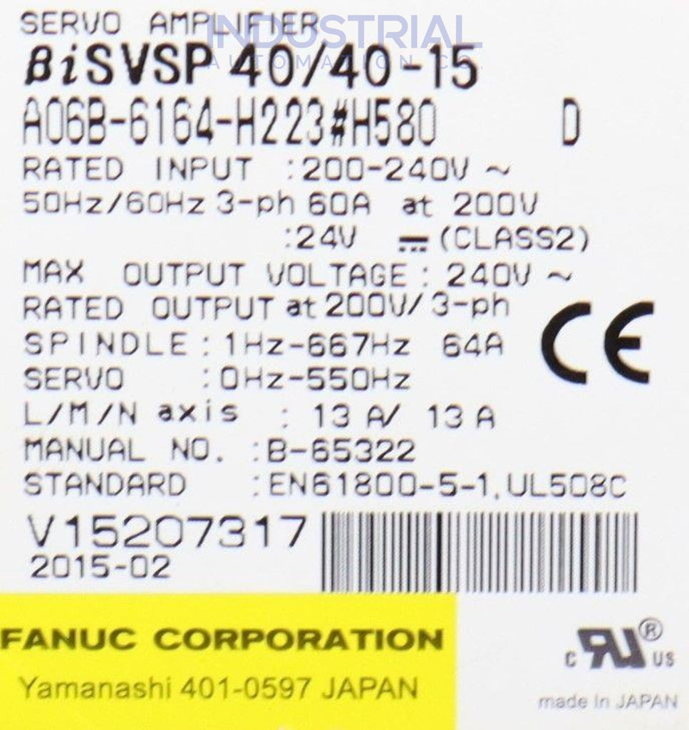 Fanuc A06B-6164-H223#h580
