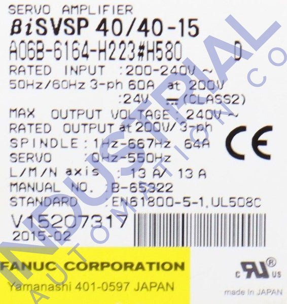 Fanuc A06B-6164-H223#h580