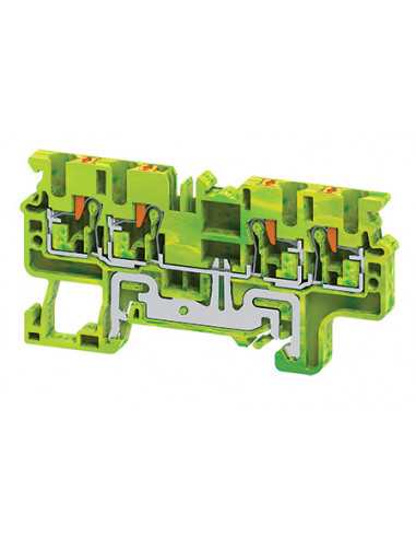 Bornier Altech CPG2.5/4 DIN, à raccordement rapide, mise à la terre, 4 connexions - Lot de 100
