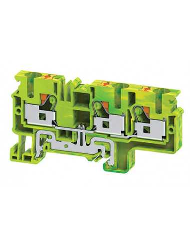 Bloc de jonction DIN Altech CPG6/10/3, push-in, de terre, 3 connexions - Lot de 50
