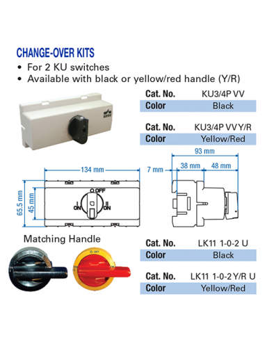 Altech LK11 1-0-2 Poignée de porte interverrouillée U pour inverseur - Lot de 9