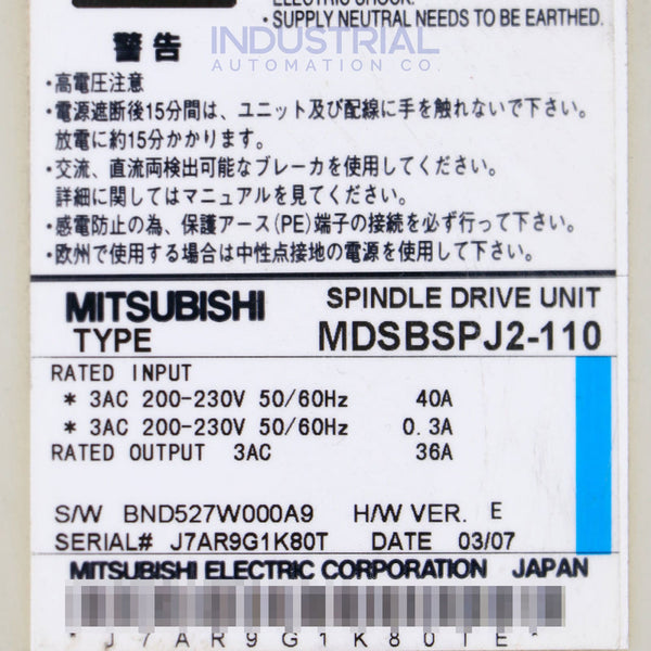 Mitsubishi MDS-B-SPJ2-110 - New