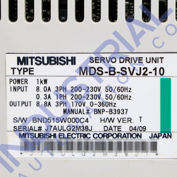 Mitsubishi MDS-B-SVJ2-10 IAC Certified Refurbished