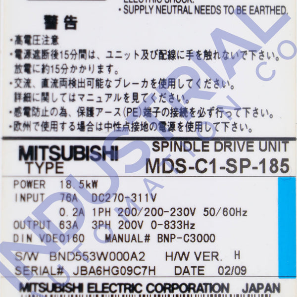 Mitsubishi MDS-C1-SP-185 IAC Certified Refurbished