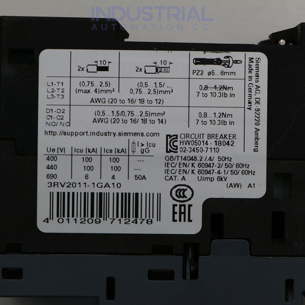 Siemens 3RV2011-1GA10 New
