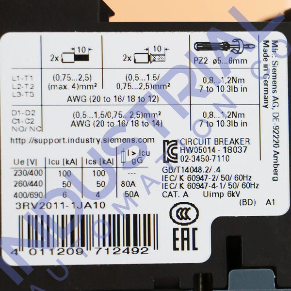 Siemens 3RV2011-1JA10 New