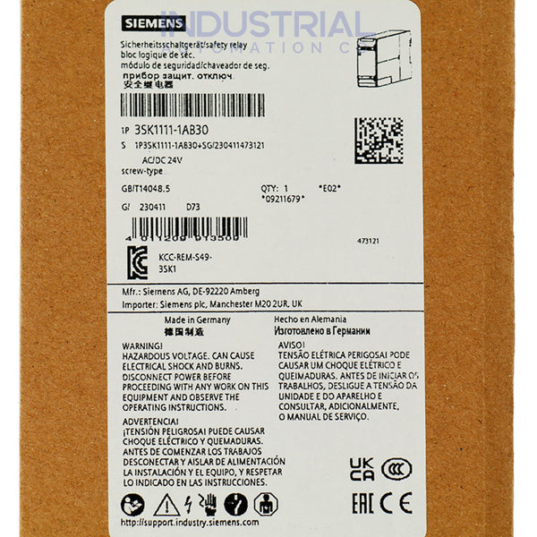 Siemens 3SK1111-1AB30 New