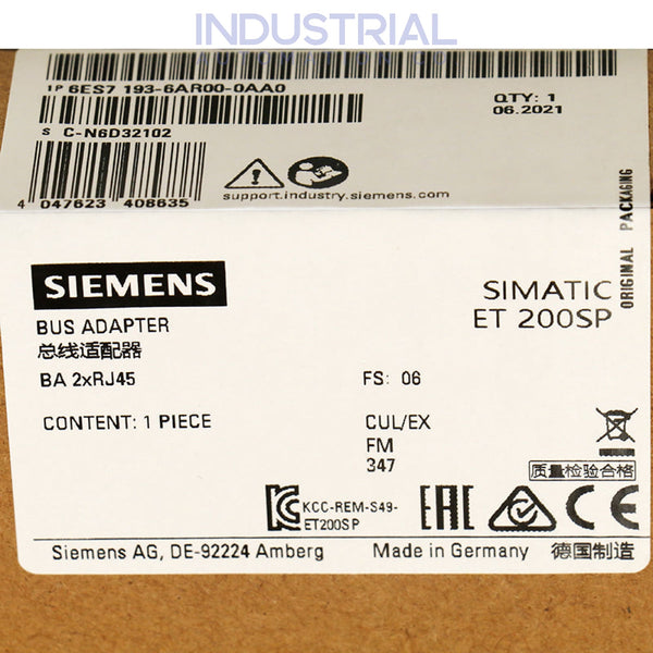 Siemens 6ES7193-6AR00-0AA0 New