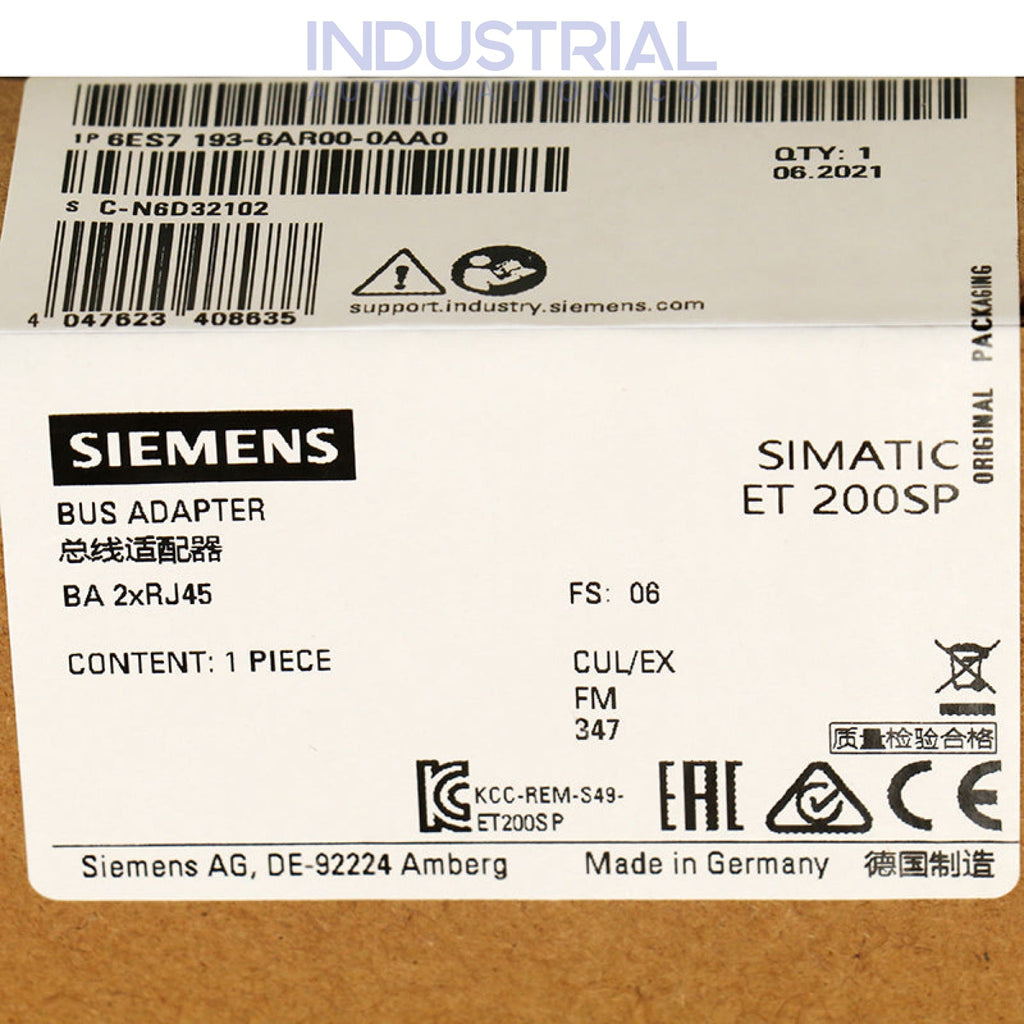 Siemens 6ES7193-6AR00-0AA0 New