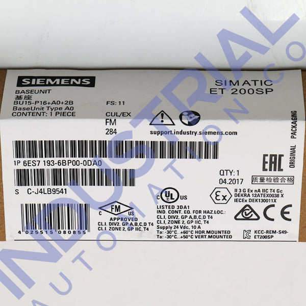 Siemens 6ES7193-6BP00-0DA0 - New